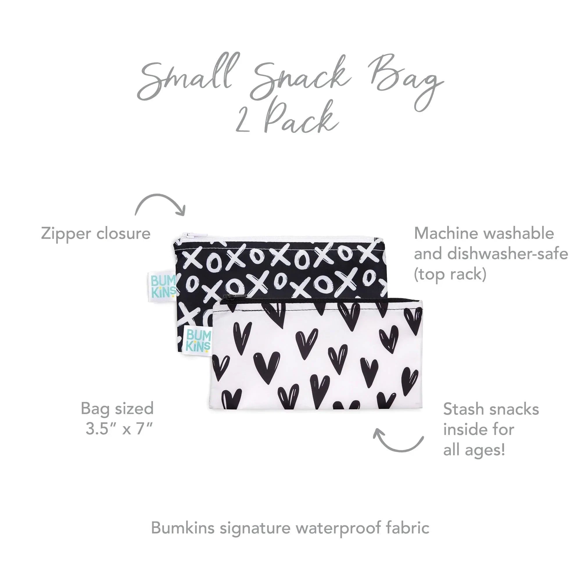 Reusable Snack Bag, Small 2-Pack: XOXO & Hearts - Bumkins