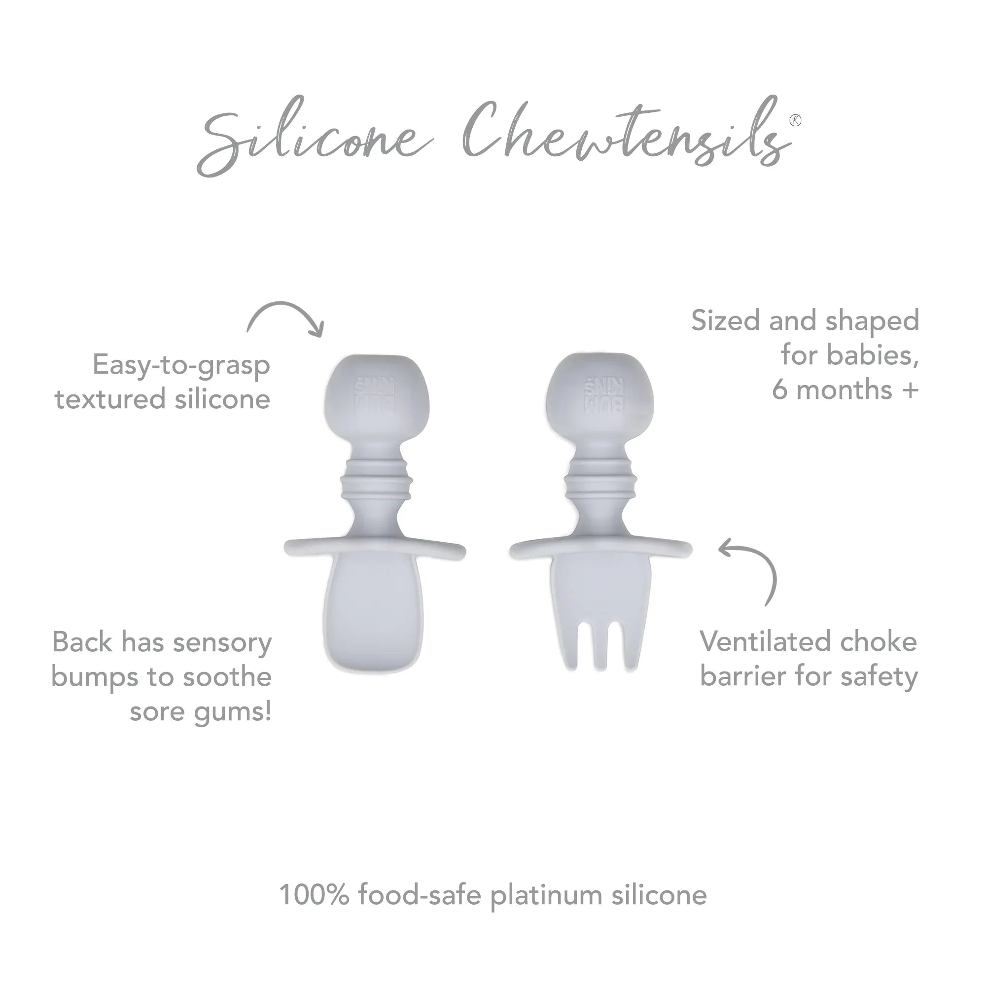 Silicone Chewtensils®: Gray - Bumkins