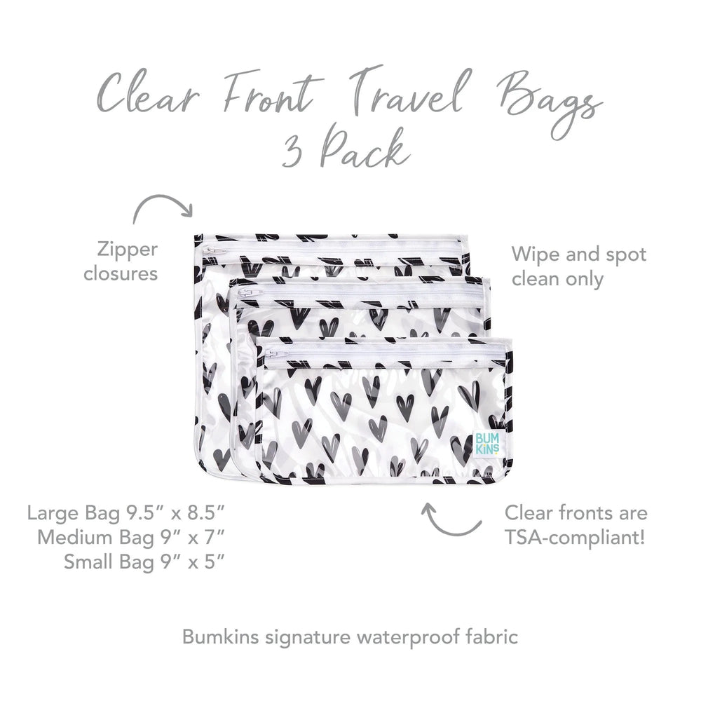 Clear Travel Bag 3-Pack: Hearts - Bumkins