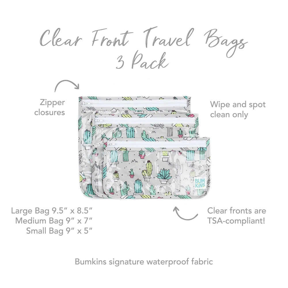 Clear Travel Bag 3-Pack: Cacti - Bumkins