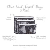 Bumkins Clear Travel Bag 3-Pack: Mickey Mouse Icon includes TSA-compliant, waterproof bags in large, medium, and small sizes.