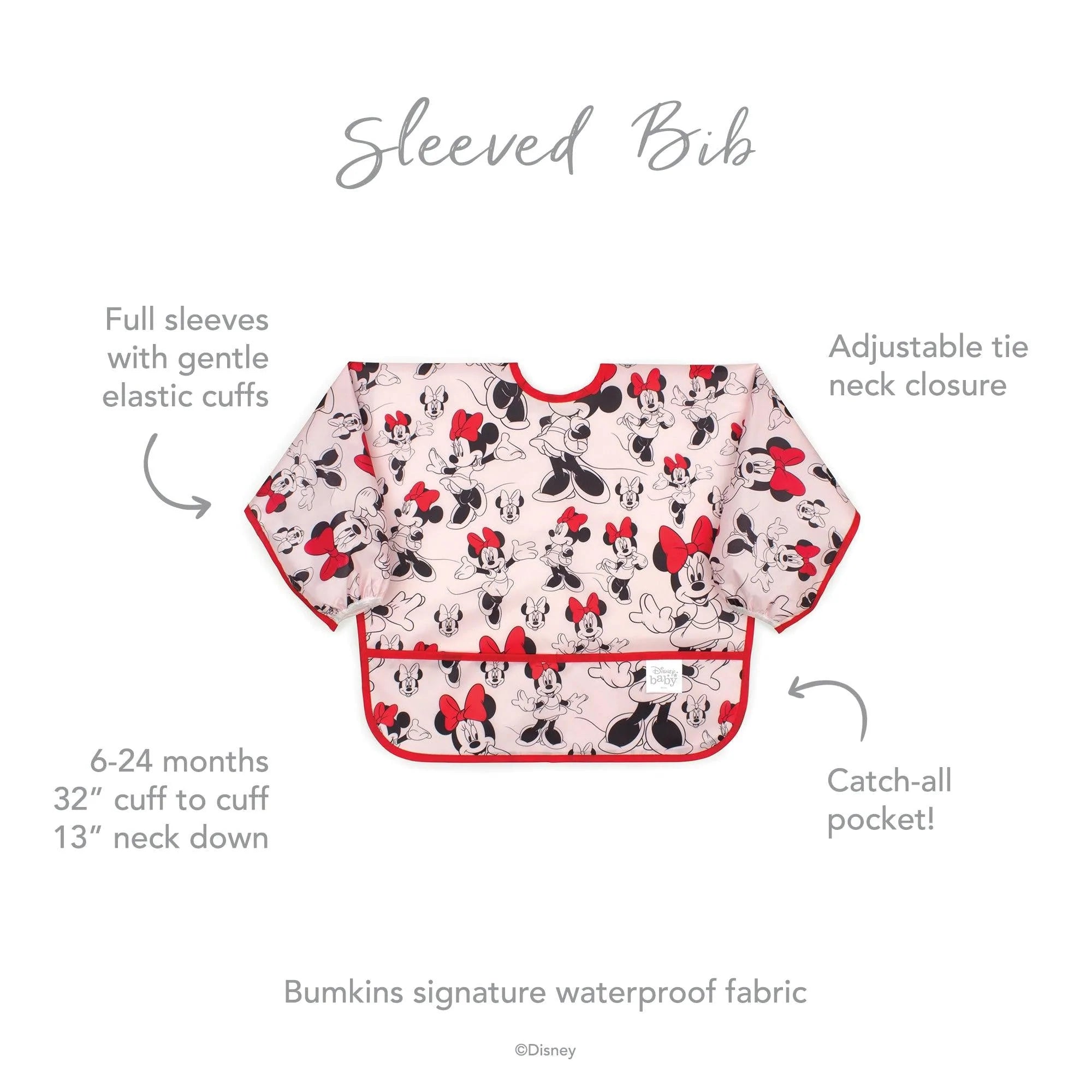 Sleeved Bib: Minnie Mouse - Bumkins