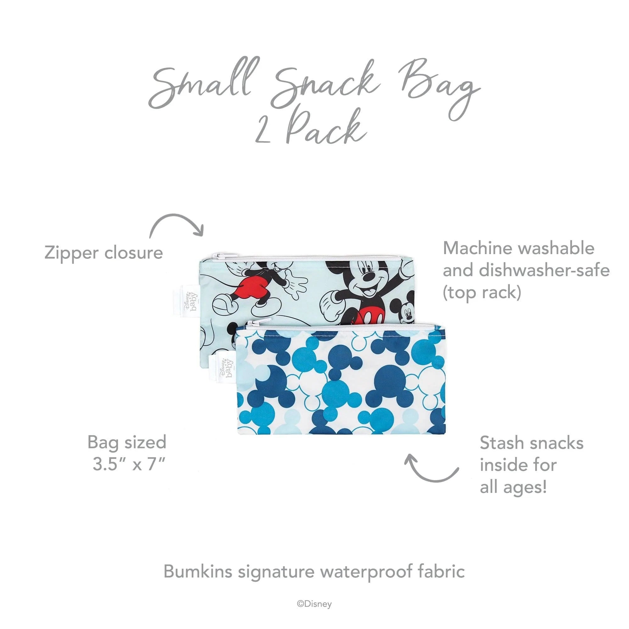 Reusable Snack Bag, Small 2-Pack: Mickey Mouse - Bumkins