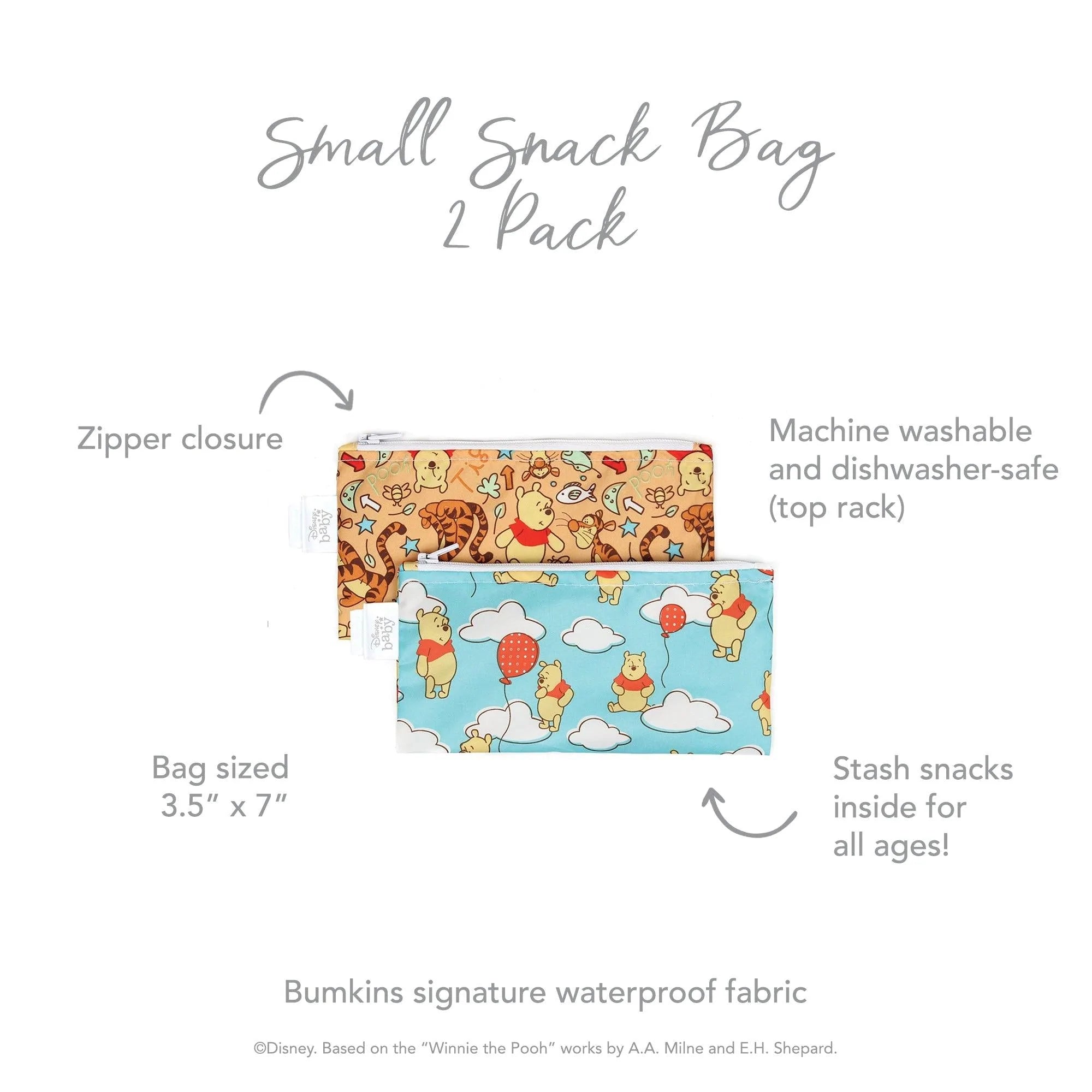 Reusable Snack Bag, Small 2-Pack: Winnie the Pooh - Bumkins