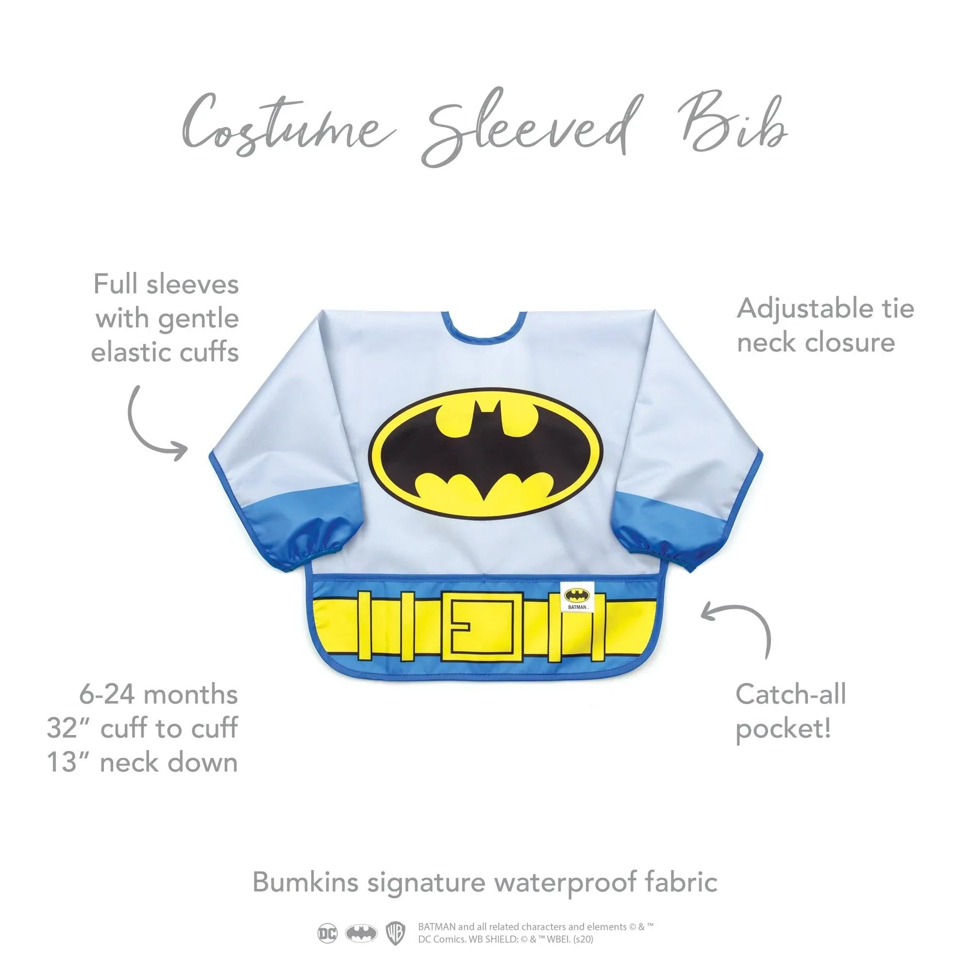 Sleeved Bib: Batman - Bumkins