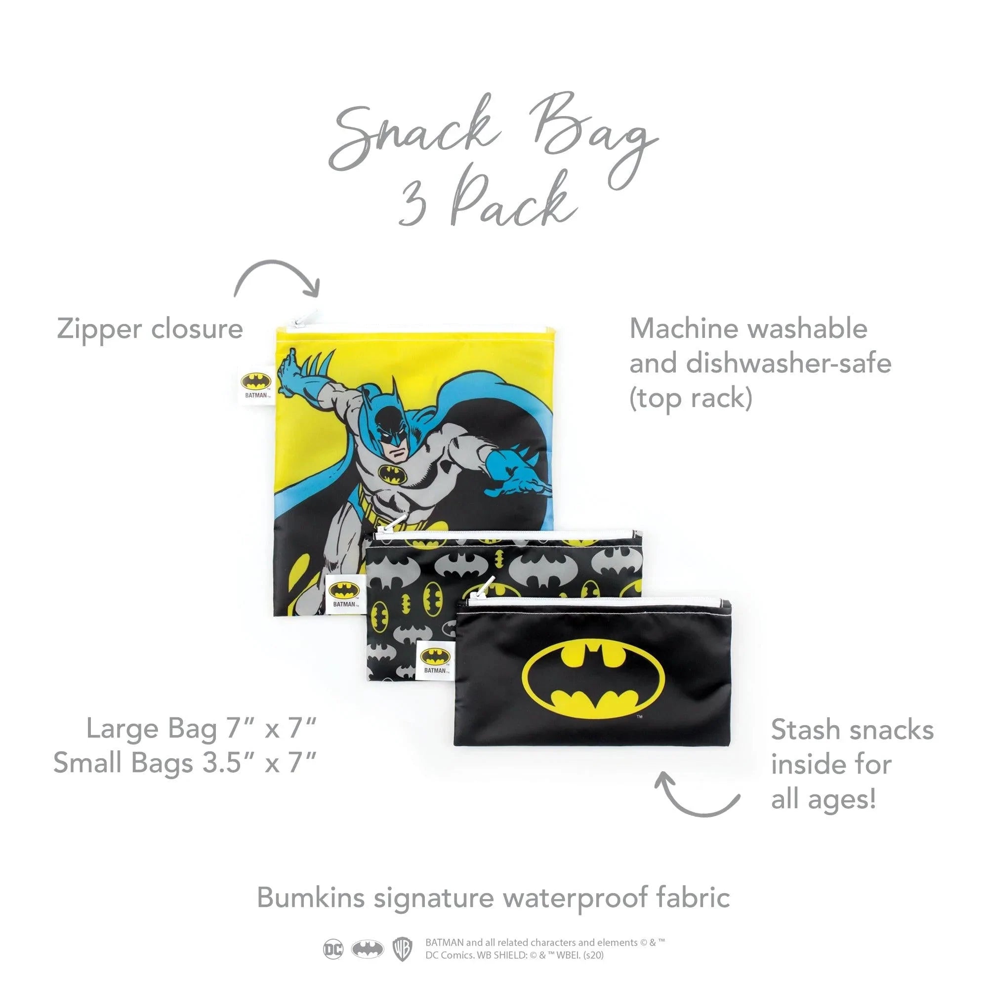 Bumkins Snack Bag, Batman, 3 Pack - 3 bags