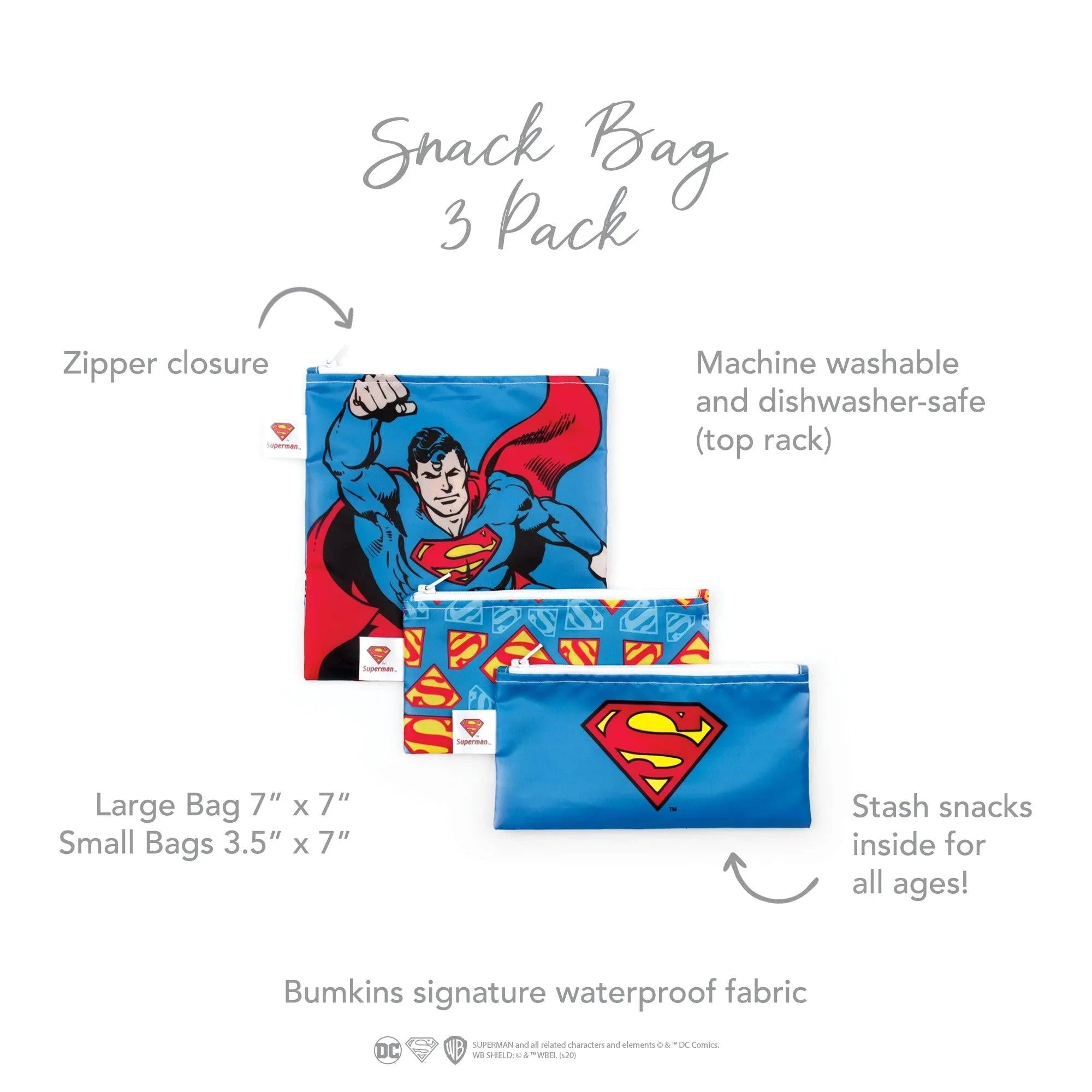 Reusable Snack Bag, 3-Pack: Superman - Bumkins