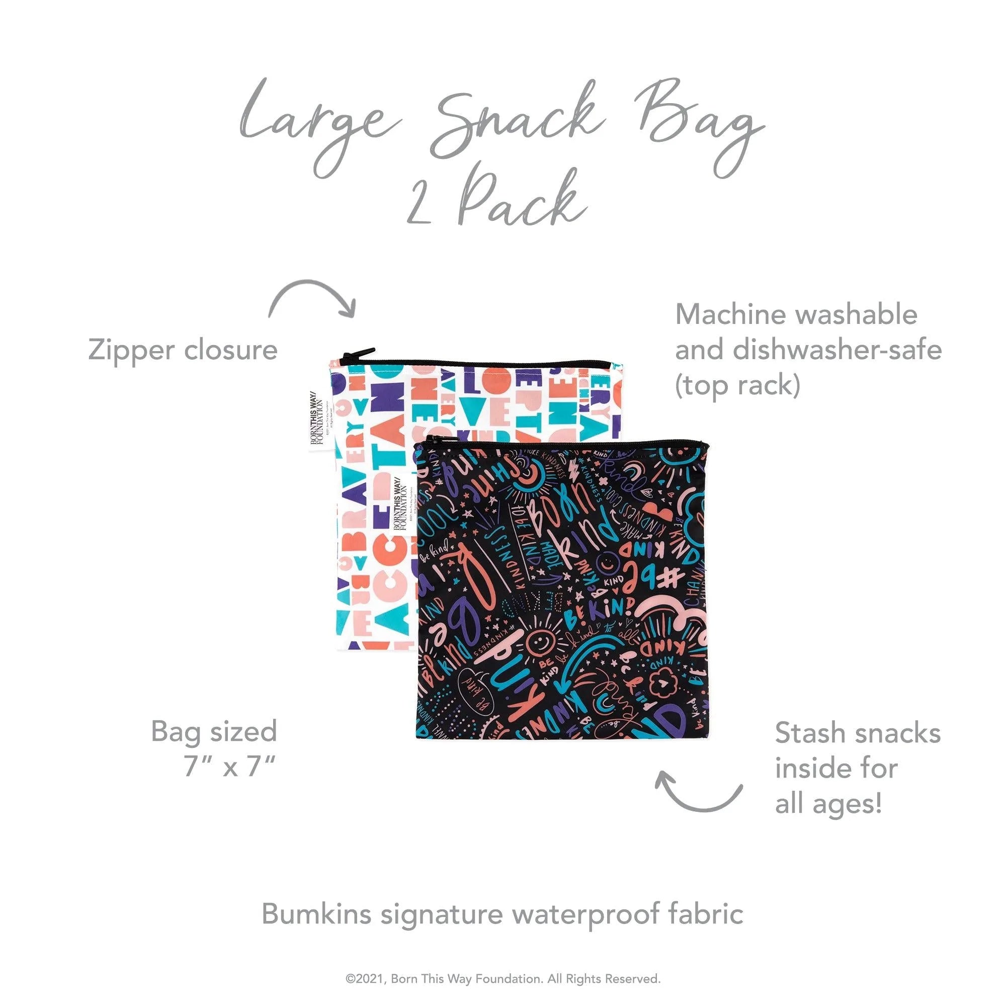 Reusable Snack Bag, Large 2-Pack: Channel Kindness & Elements of Kindness - Bumkins