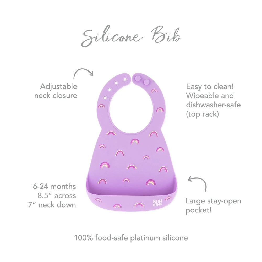 Silicone Bib: Rainbows - Bumkins