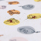 Close-up of water droplets on Bumkins Splat Mat: Winnie and Friends.