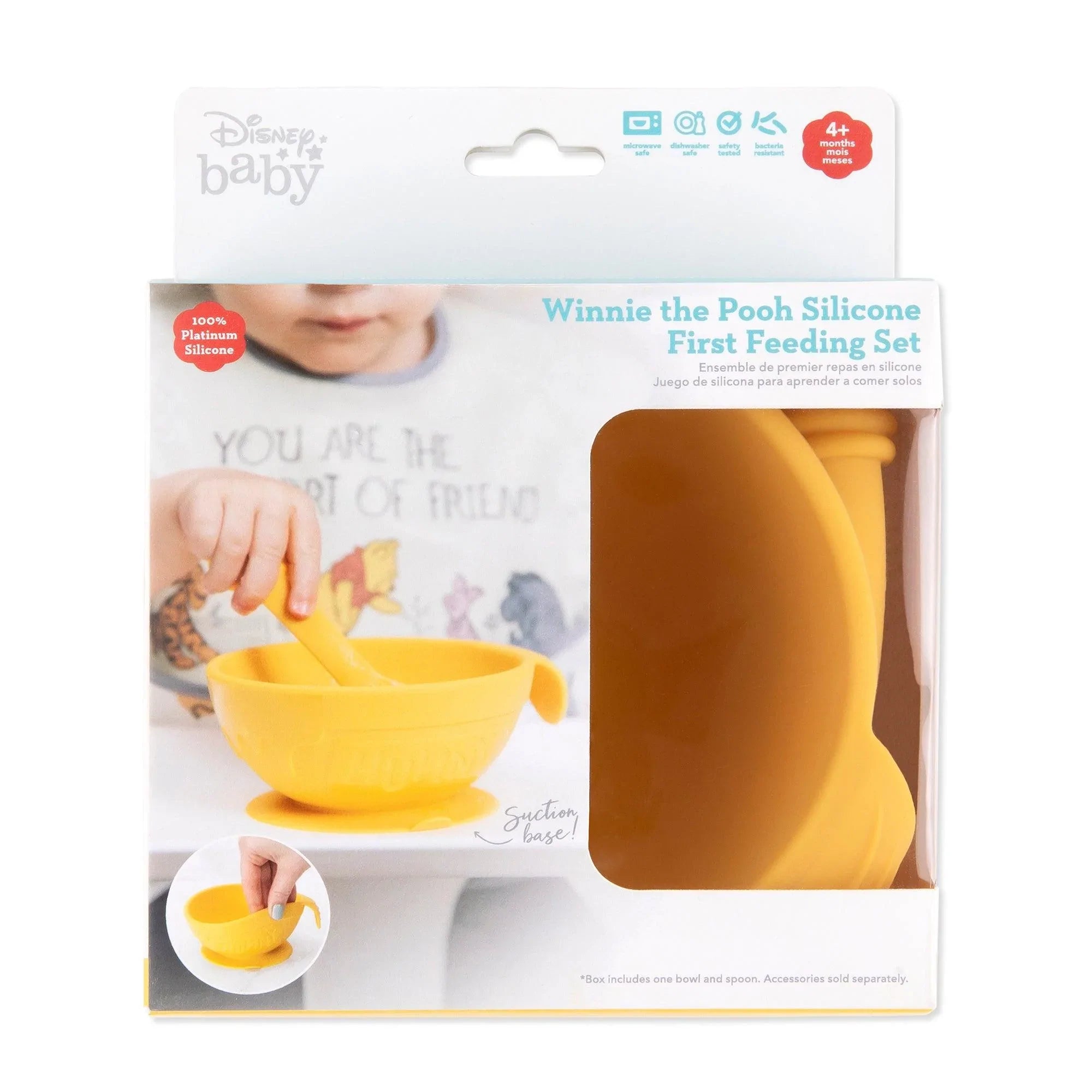 Bumkins Baby Bowl, Silicone Feeding Set with Suction for Baby and Toddler,  Includes 4 Spoons and