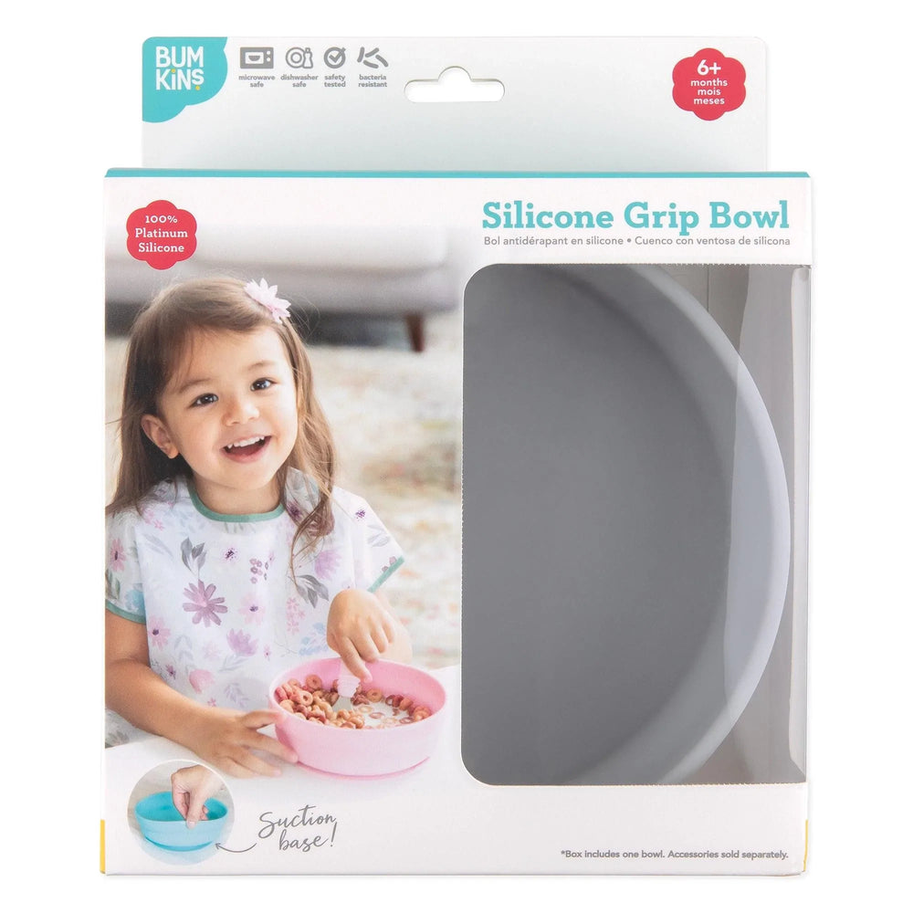 Silicone Grip Bowl: Gray - Bumkins