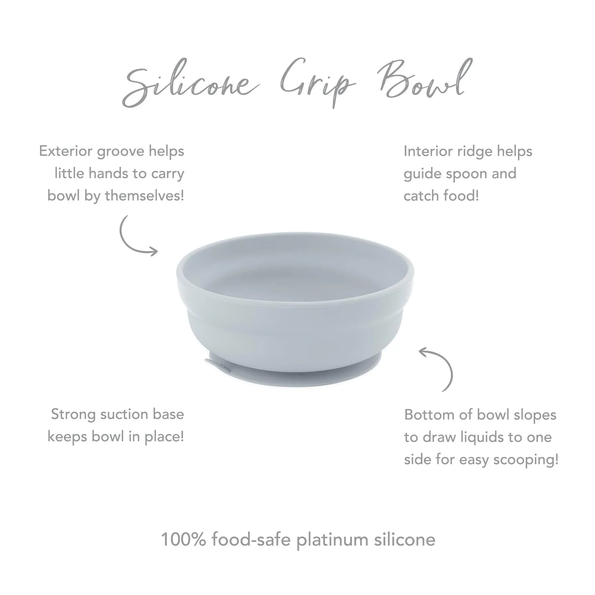Silicone Grip Bowl: Gray - Bumkins