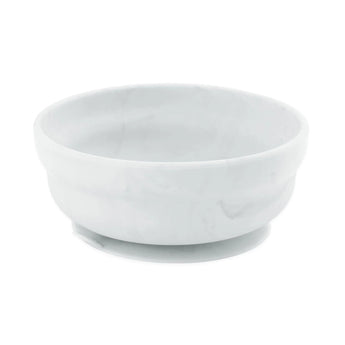 Bumkins Silicone Grip Bowl: Marble is a round, marble food-safe silicone bowl for toddlers with a suction base.