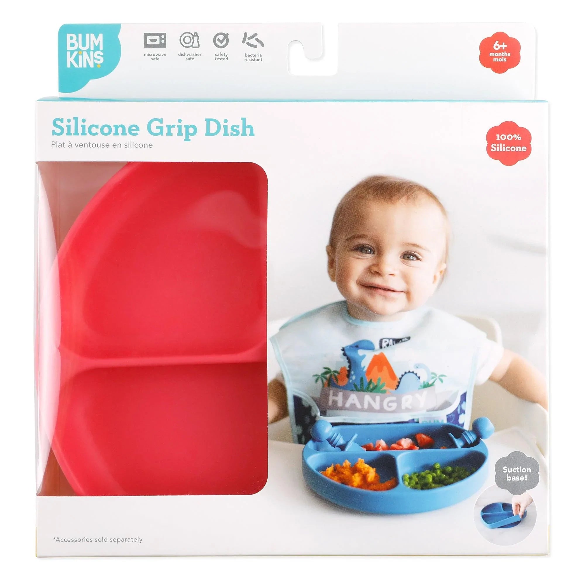 Silicone Grip Dish: Red - Bumkins