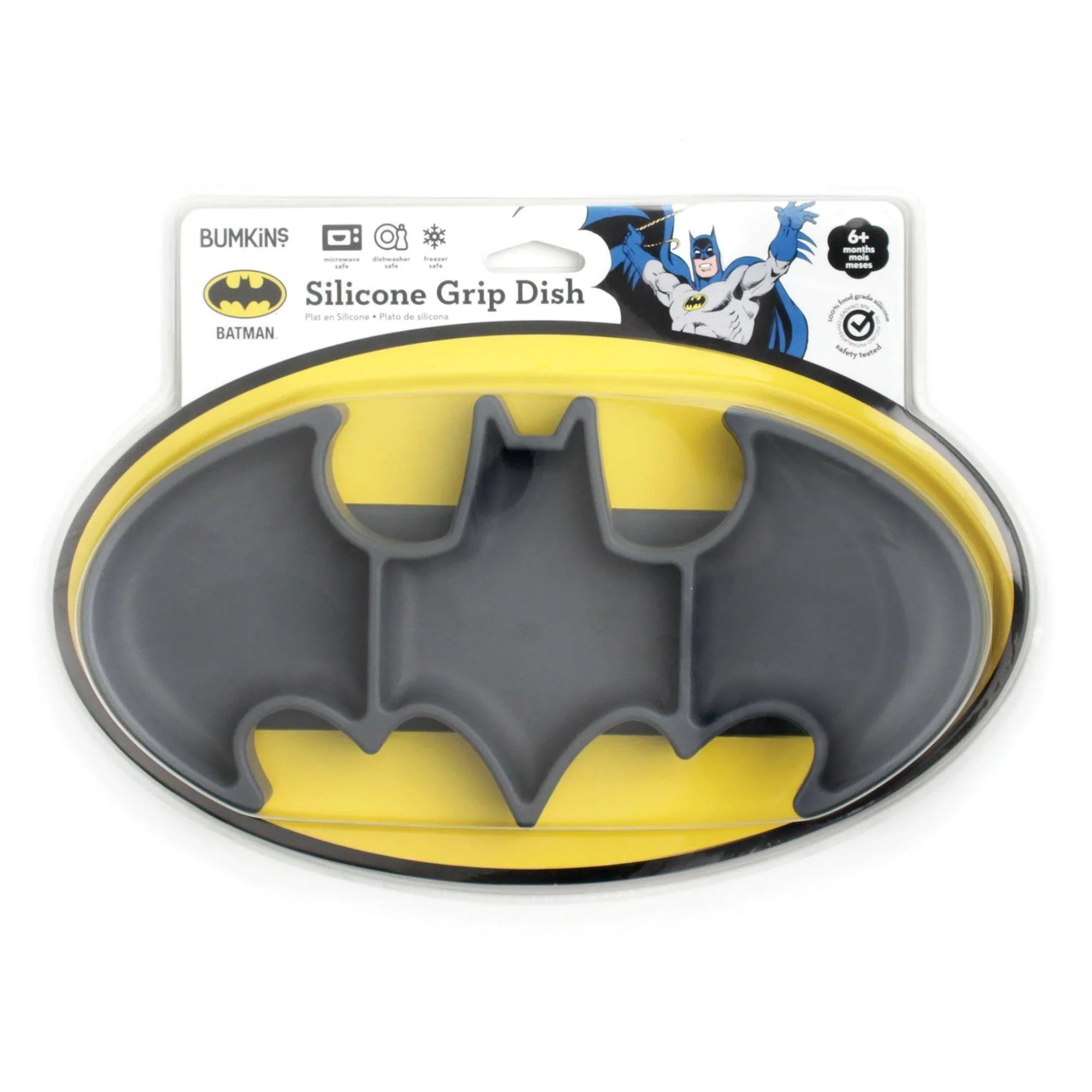Silicone Grip Dish: Batman Gray - Bumkins