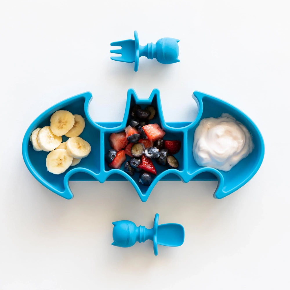 Silicone Grip Dish: Batman Blue - Bumkins