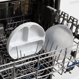 Two Silicone Grip Dish with Lid (3 Section): Marble by Bumkins are dishwasher-safe on the top rack, perfect for toddler portions.