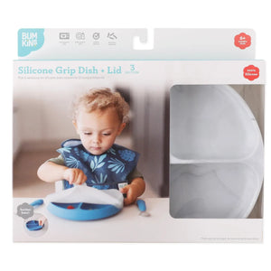 Silicone Grip Dish with Lid (3 Section): Marble - Bumkins