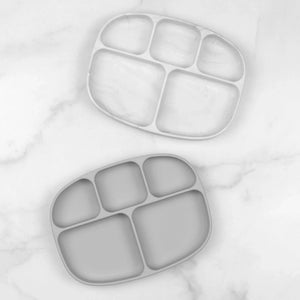Silicone Grip Dish with Lid (5 Section): Gray - Bumkins