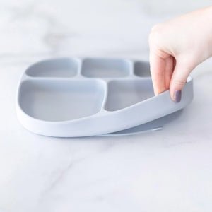 Silicone Grip Dish with Lid (5 Section): Gray - Bumkins