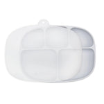 Bumkins Gray Silicone Grip Dish with Lid has 5 sections for easy portioning and is food-safe.