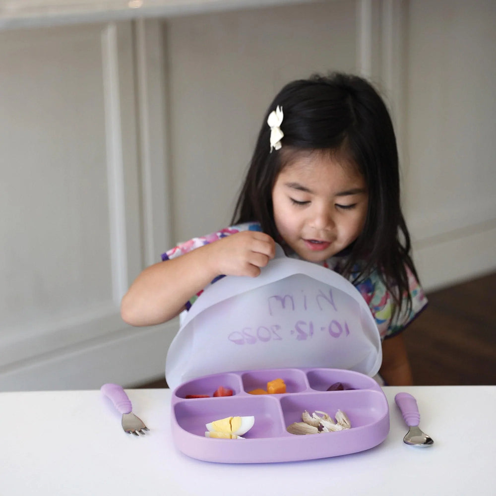 Silicone Grip Dish with Lid (5 Section): Lavender - Bumkins