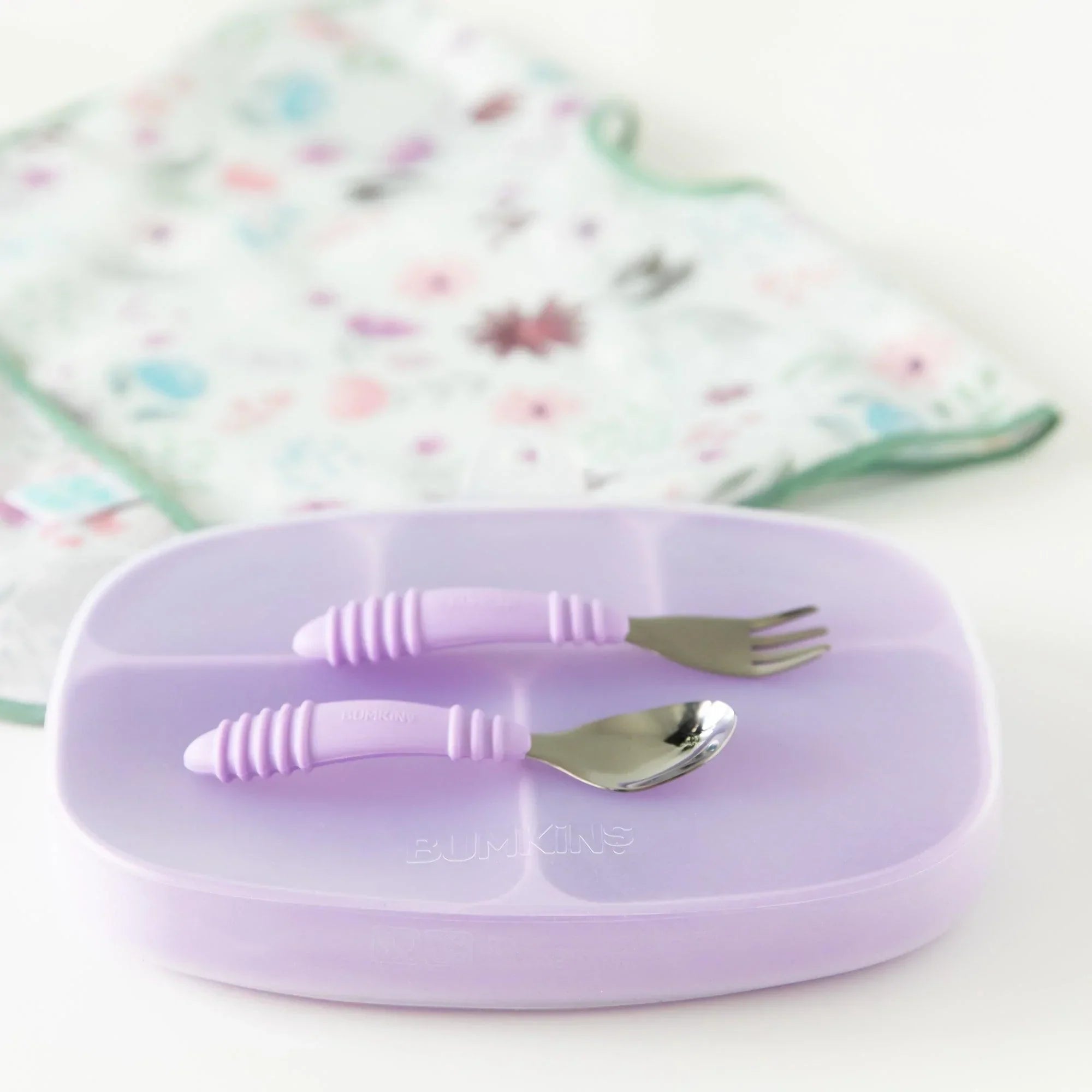 Silicone Grip Dish with Lid (5 Section): Lavender - Bumkins