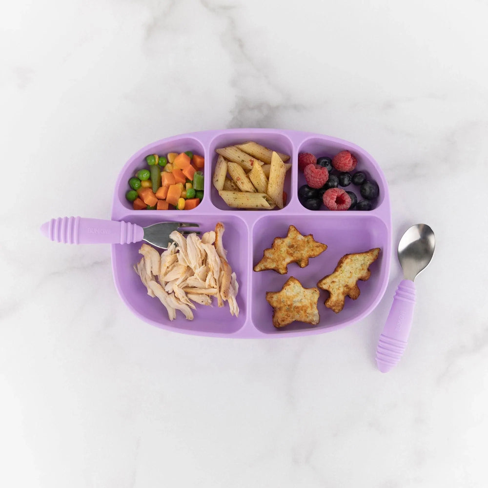 Silicone Grip Dish with Lid (5 Section): Lavender - Bumkins