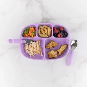 Silicone Grip Dish with Lid (5 Section): Lavender - Bumkins