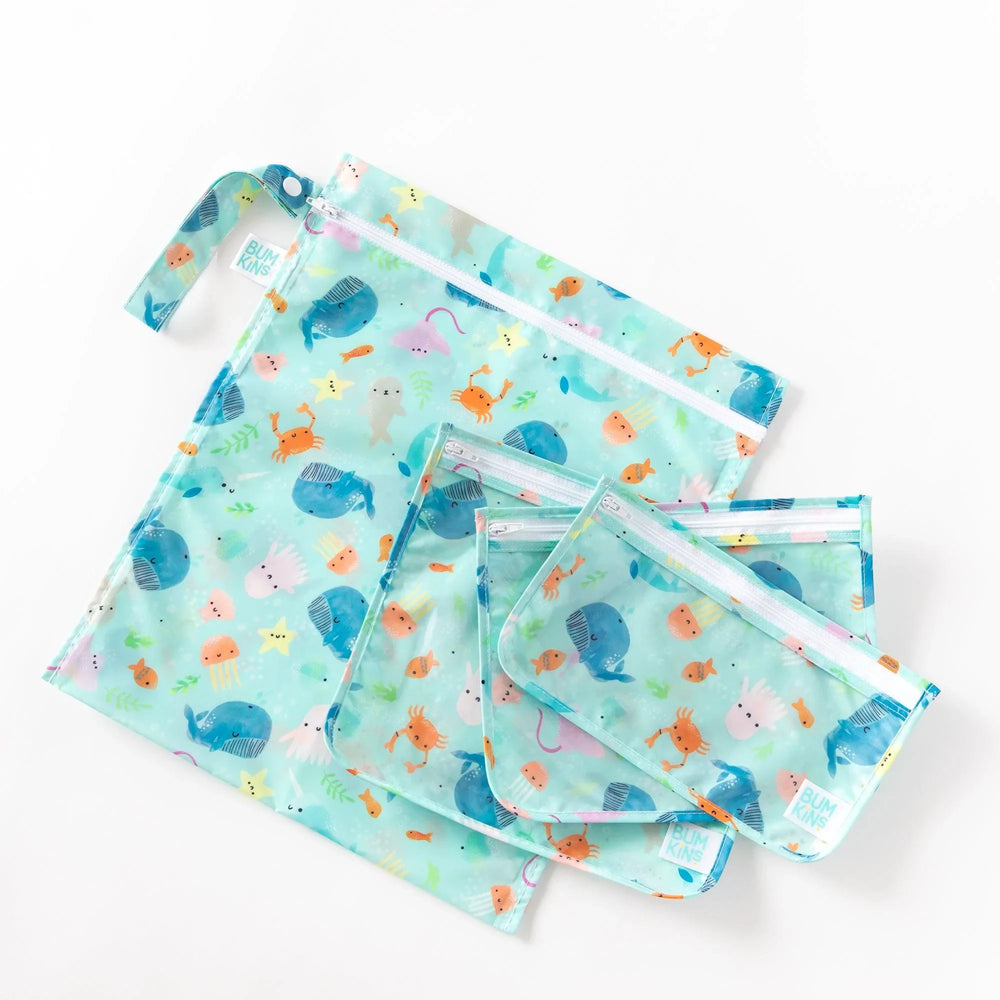 On-The-Go Bags Gift Set - Ocean Life & Whale Tail - Bumkins