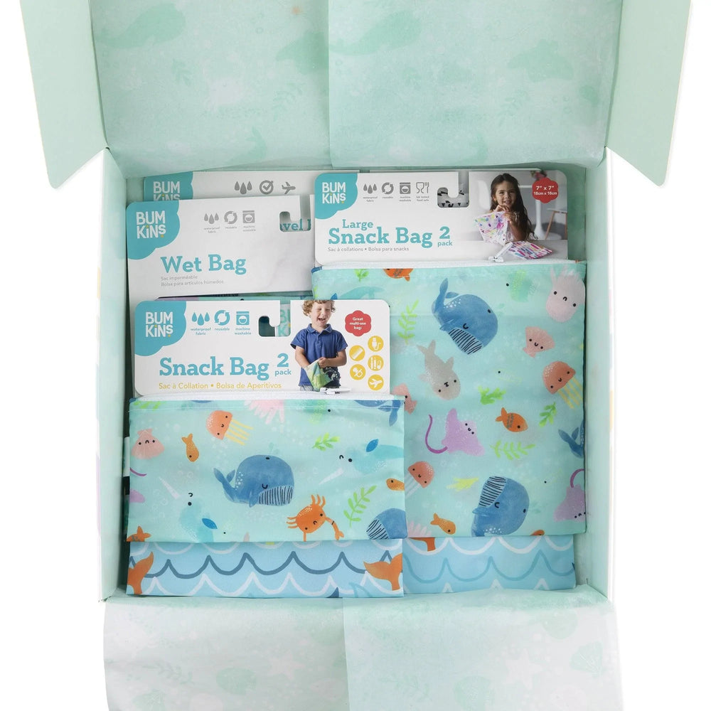 On-The-Go Bags Gift Set - Ocean Life & Whale Tail - Bumkins