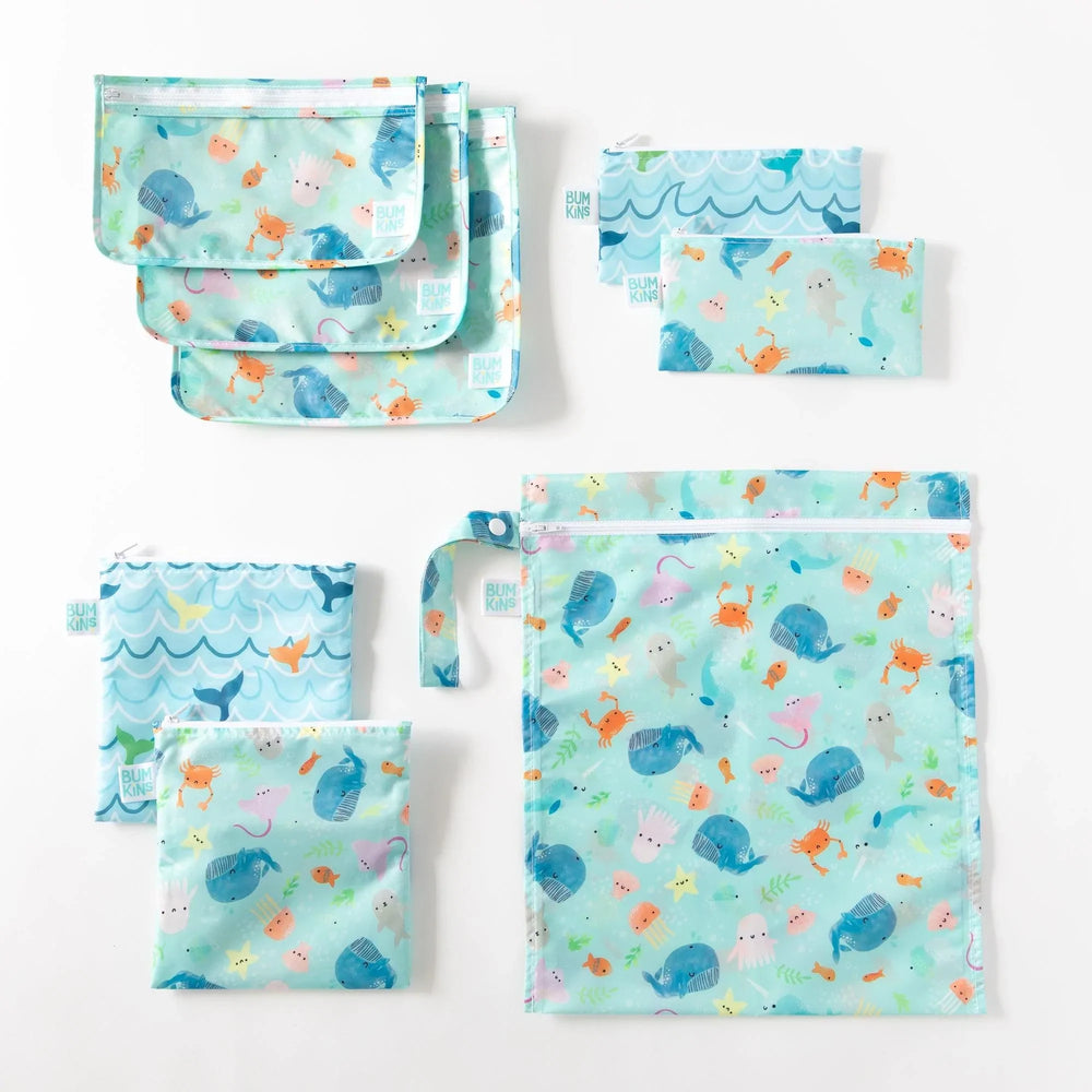 On-The-Go Bags Gift Set - Ocean Life & Whale Tail - Bumkins