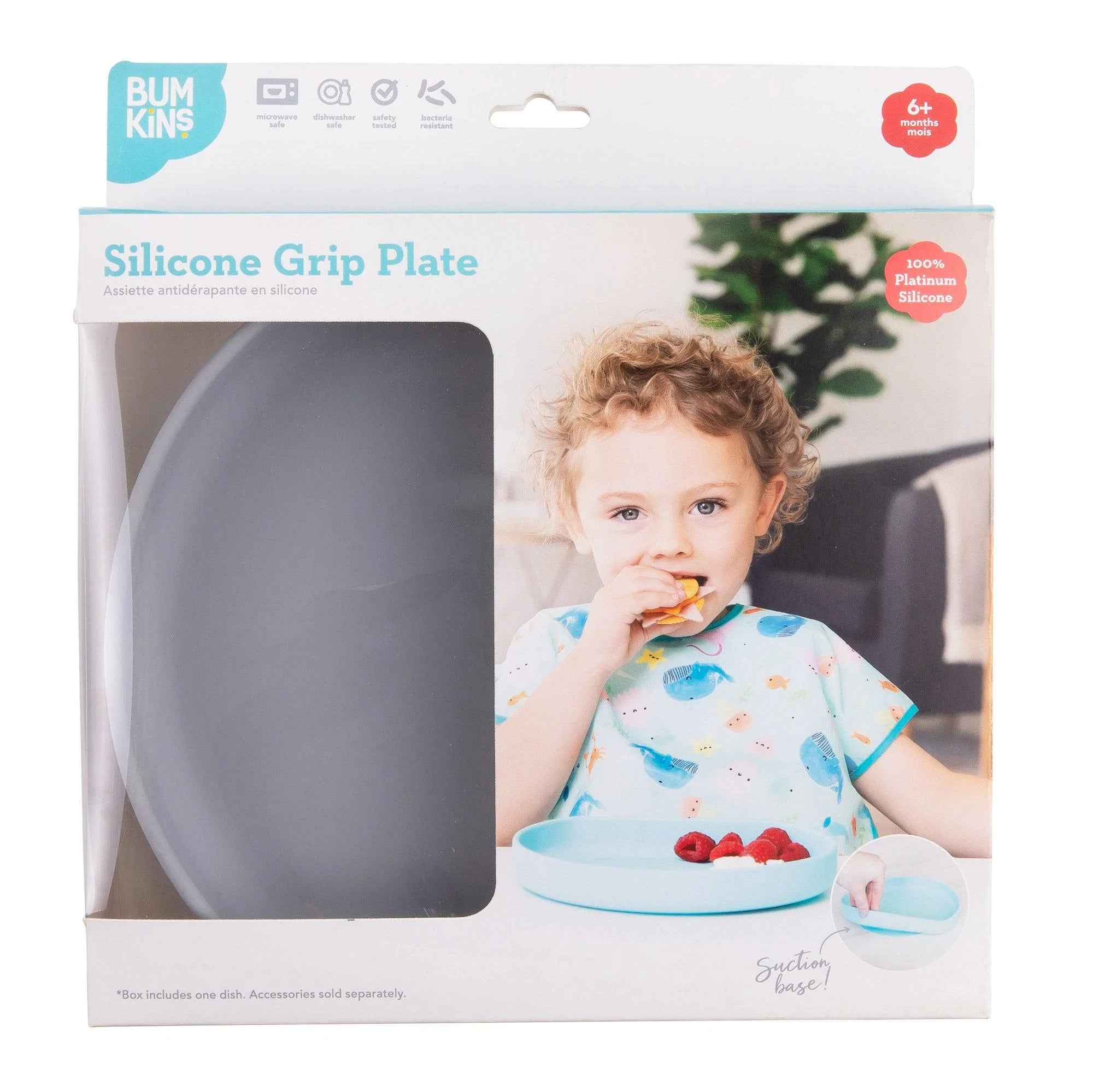 Silicone Grip Plate: Gray - Bumkins