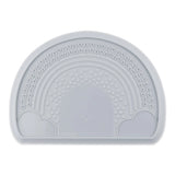 Bumkins Silicone Sensory Placemat: Gray features a raised rainbow and cloud design; ideal for sensory play.