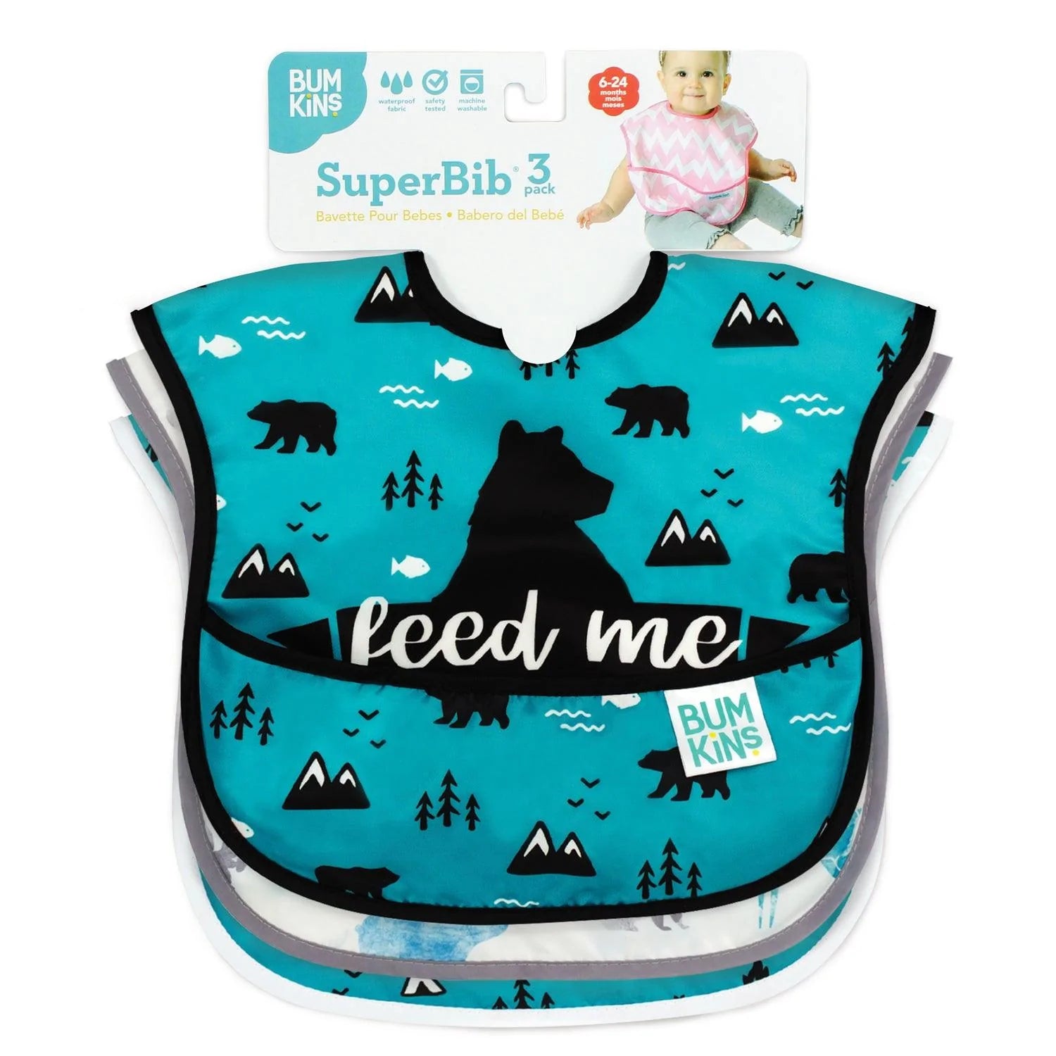 SuperBib® 3 Pack: Feed Me Bear, Wildlife & Outdoors - Bumkins
