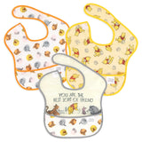 Bumkins SuperBib® 3 Pack: Pooh Bear and Friends includes 3 waterproof bibs with Winnie the Pooh designs and a front pocket.