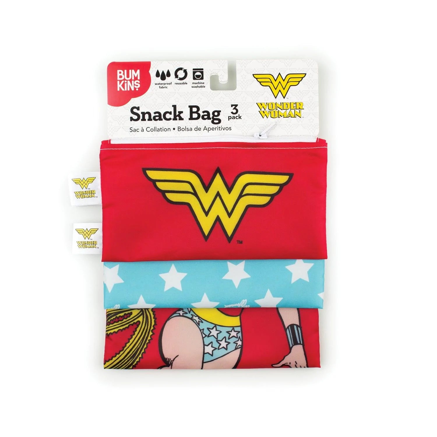 Reusable Snack Bag, 3-Pack: Wonder Woman - Bumkins