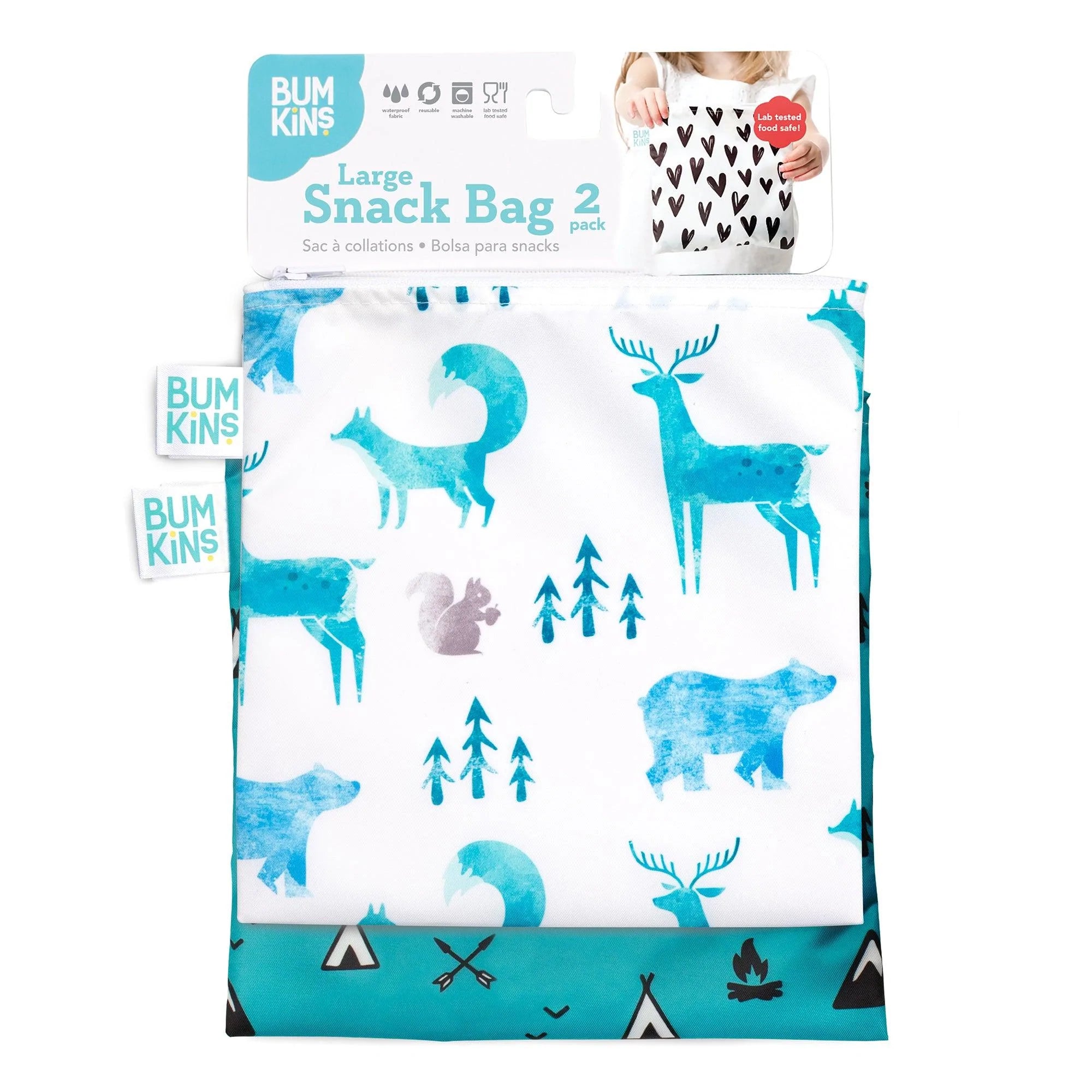 Bumkins Small Reusable Snack Bags (2 Pack): Rainbows & Unicorns