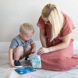 Reusable Snack Bag, Large 2-Pack: Dinosaurs & Blue Tropic - Bumkins