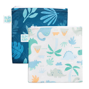 Reusable Snack Bag, Large 2-Pack: Dinosaurs & Blue Tropic - Bumkins