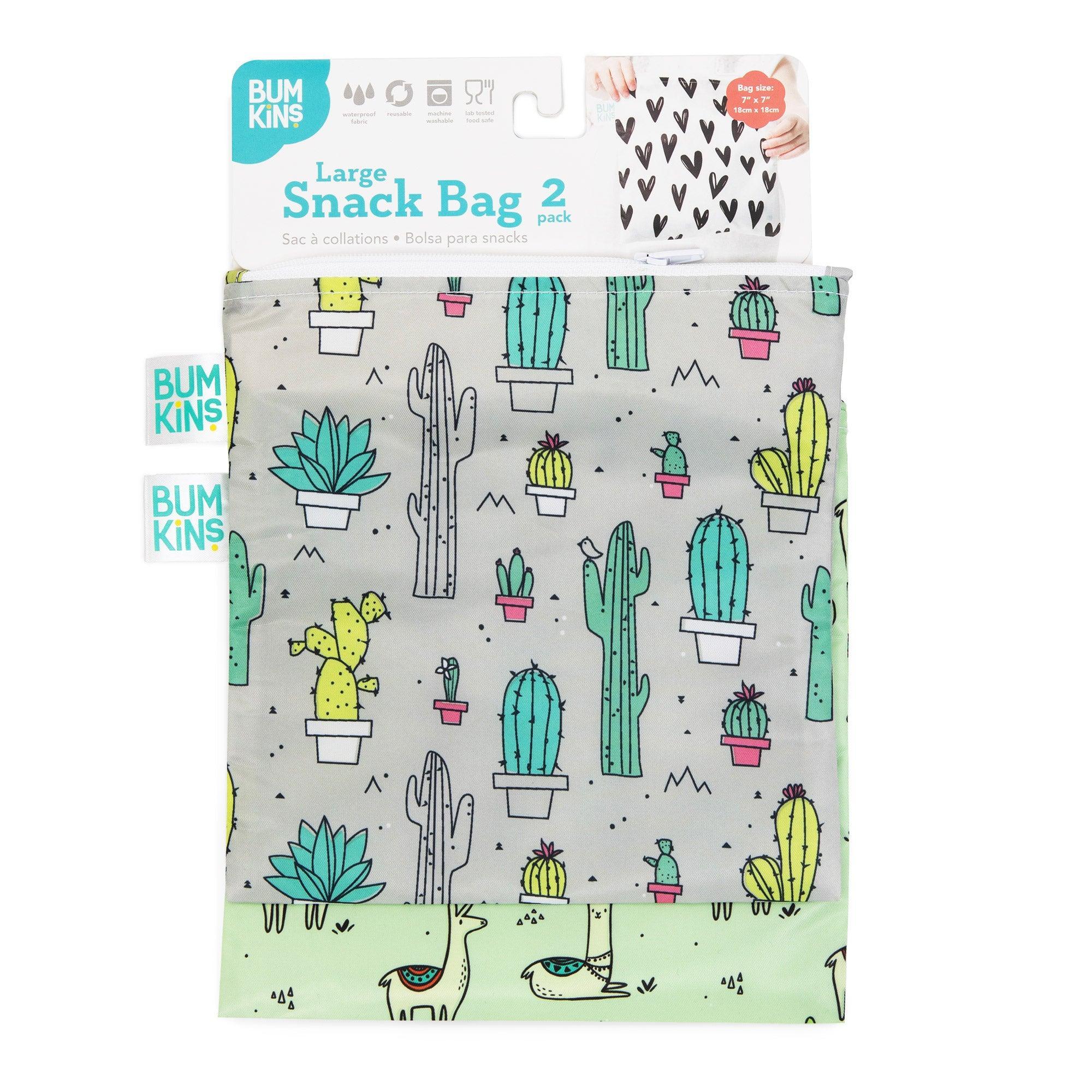 Reusable Snack Bag, Large 2-Pack: Cacti & Llama - Bumkins