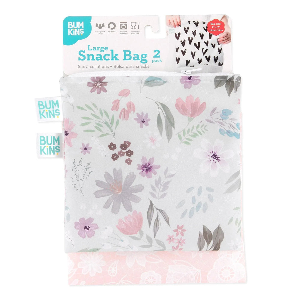 Reusable Snack Bag, Large 2-Pack: Floral & Lace - Bumkins