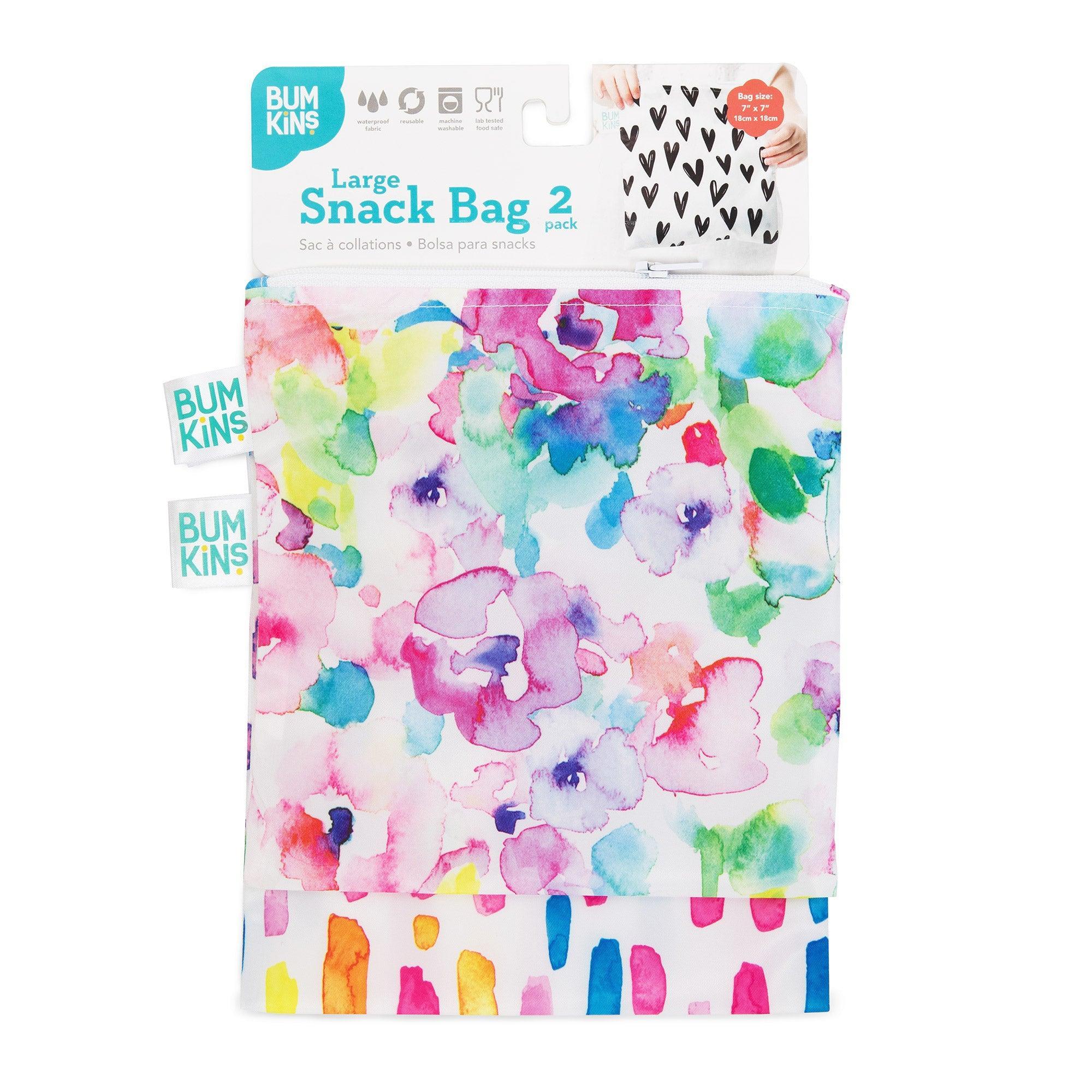 Reusable Snack Bag, Large 2-Pack: Watercolor & Brush Strokes - Bumkins