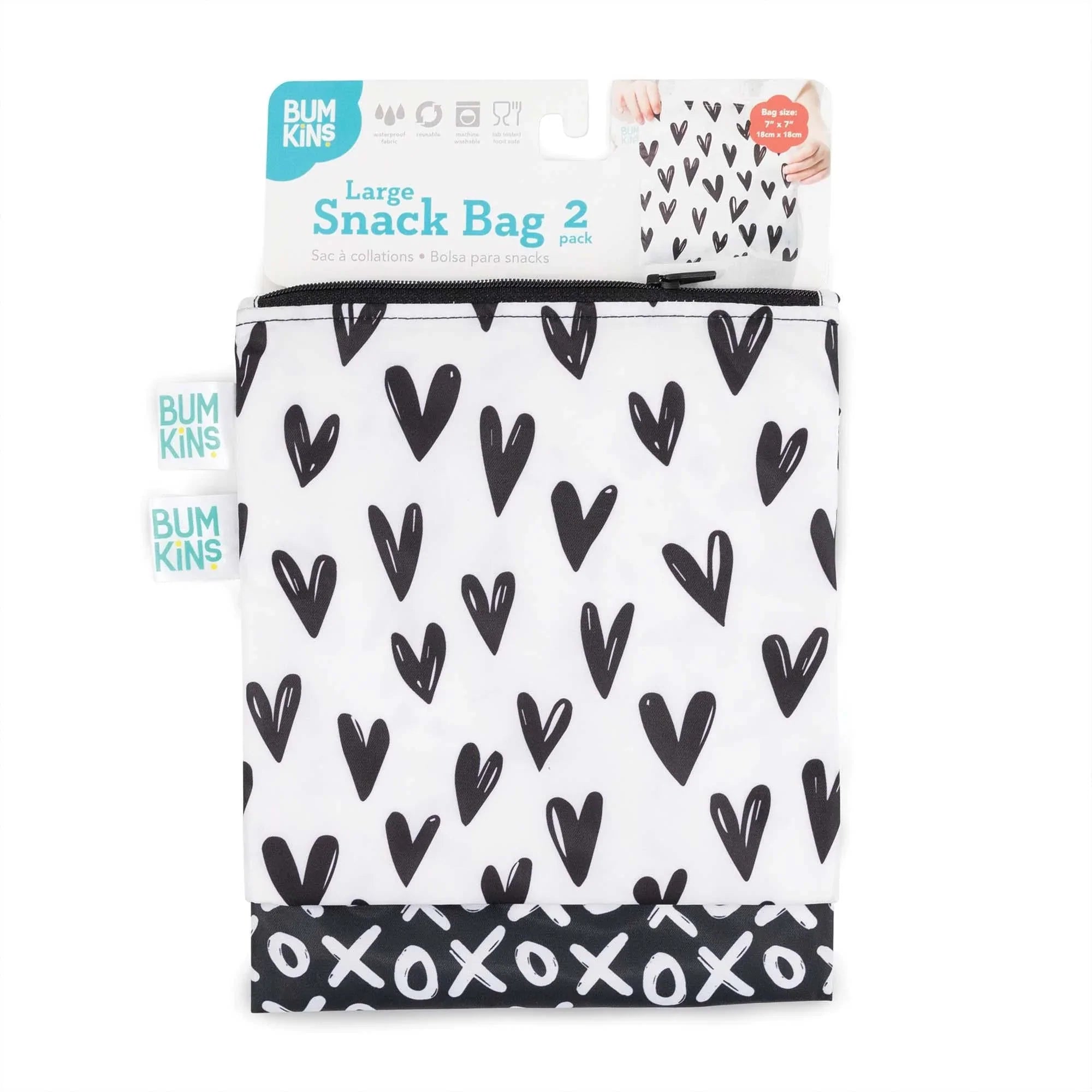 Reusable Snack Bag, Large 2-Pack: XOXO & Hearts - Bumkins