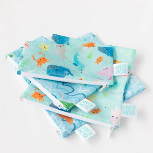 Reusable Snack Bag, Large 2-Pack: Ocean Life & Whale Tail - Bumkins