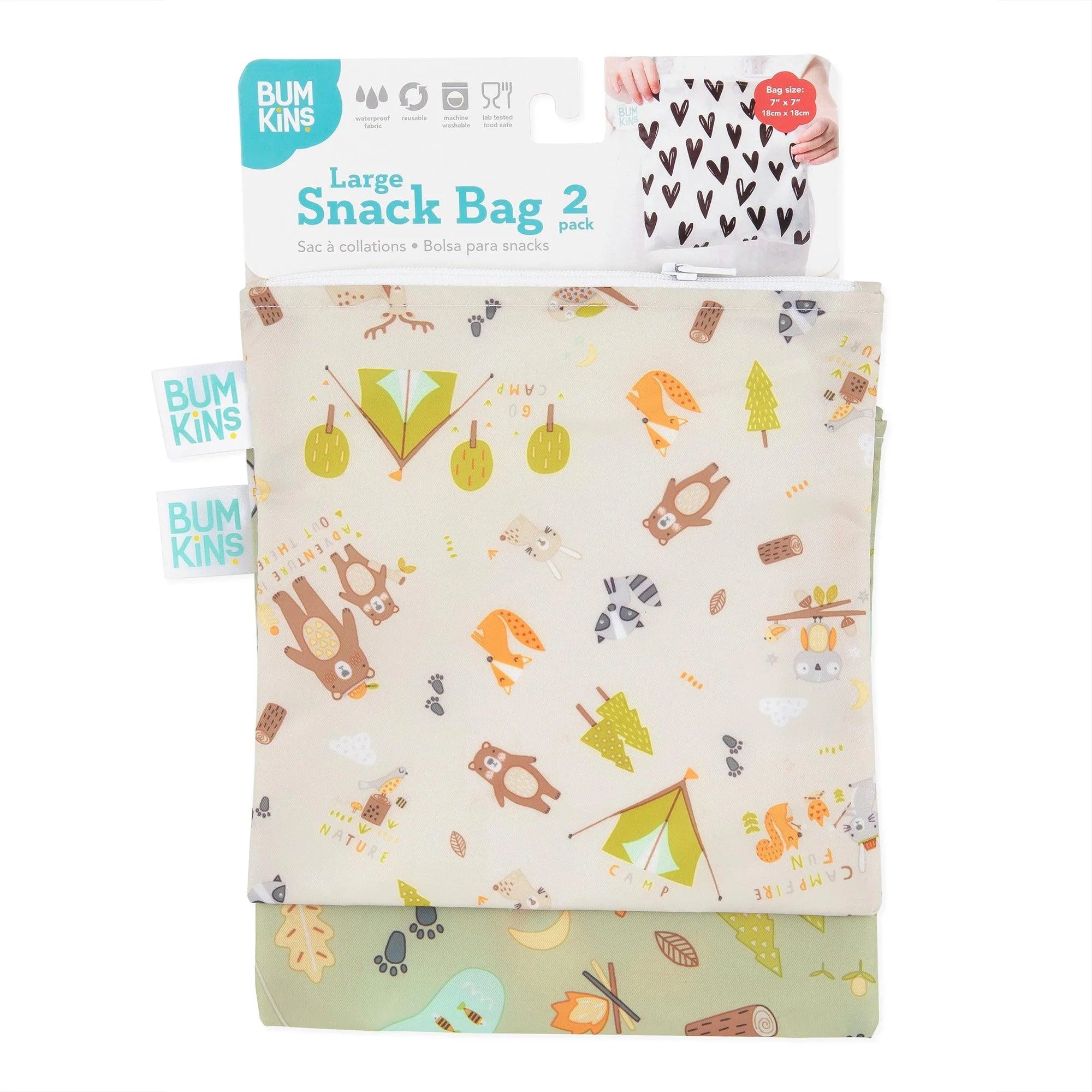 Bumkins Reusable Snack Bags Small Dinosaurs & Blue Tropic