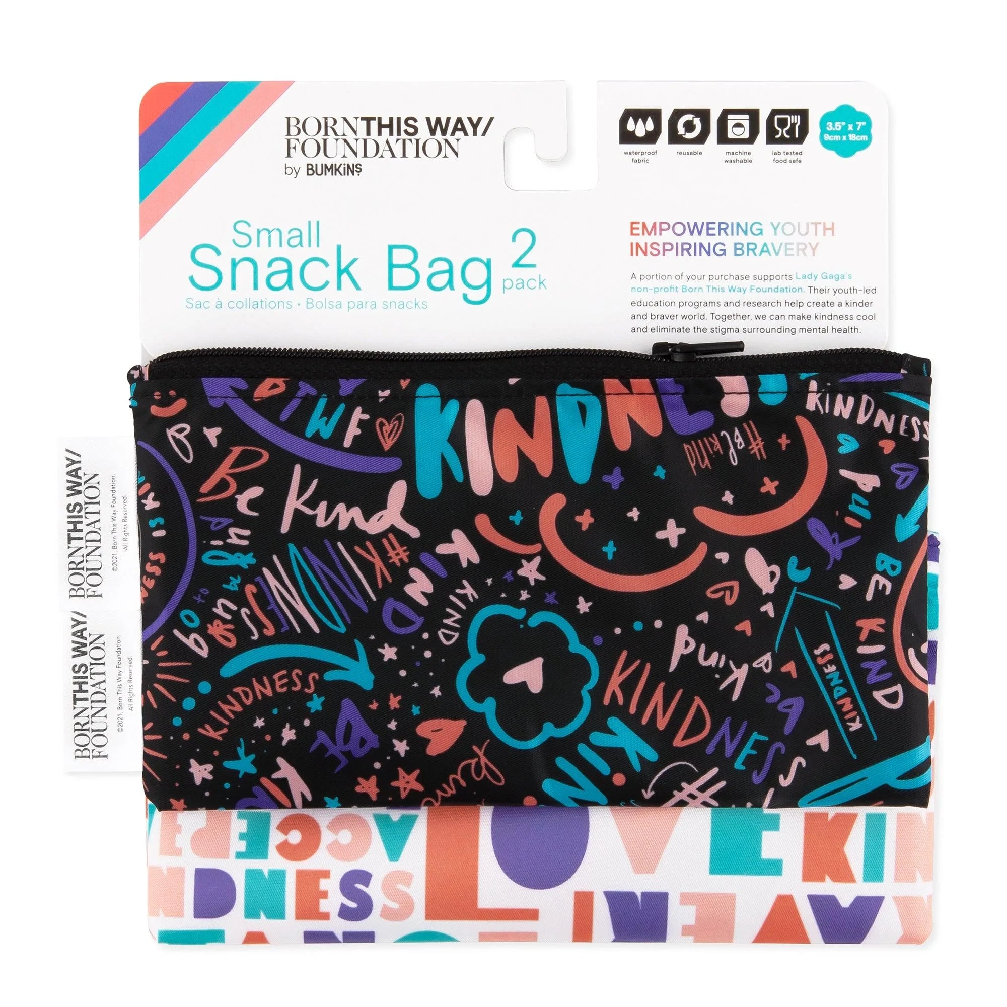 Reusable Snack Bag, Small 2-Pack: Channel Kindness & Elements of Kindness