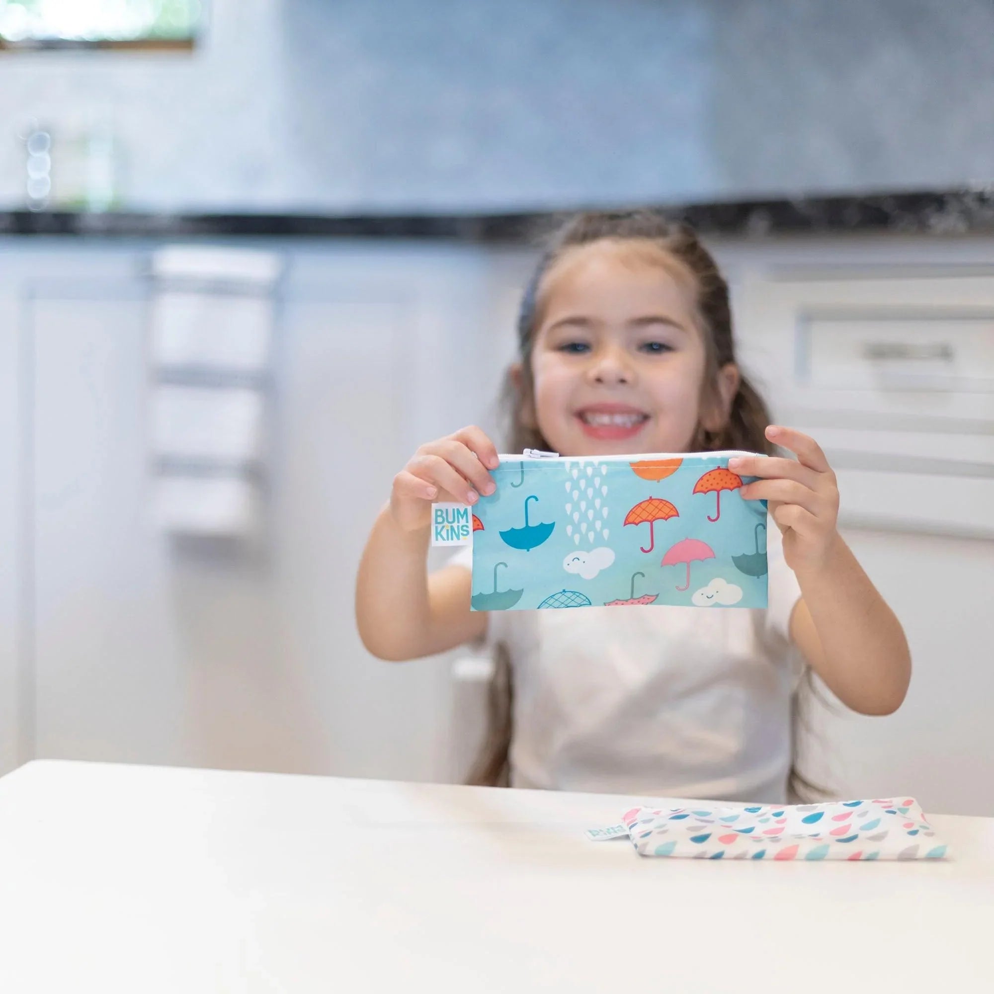 Reusable Snack Bag, Small 2-Pack: Raindrops & Umbrella - Bumkins