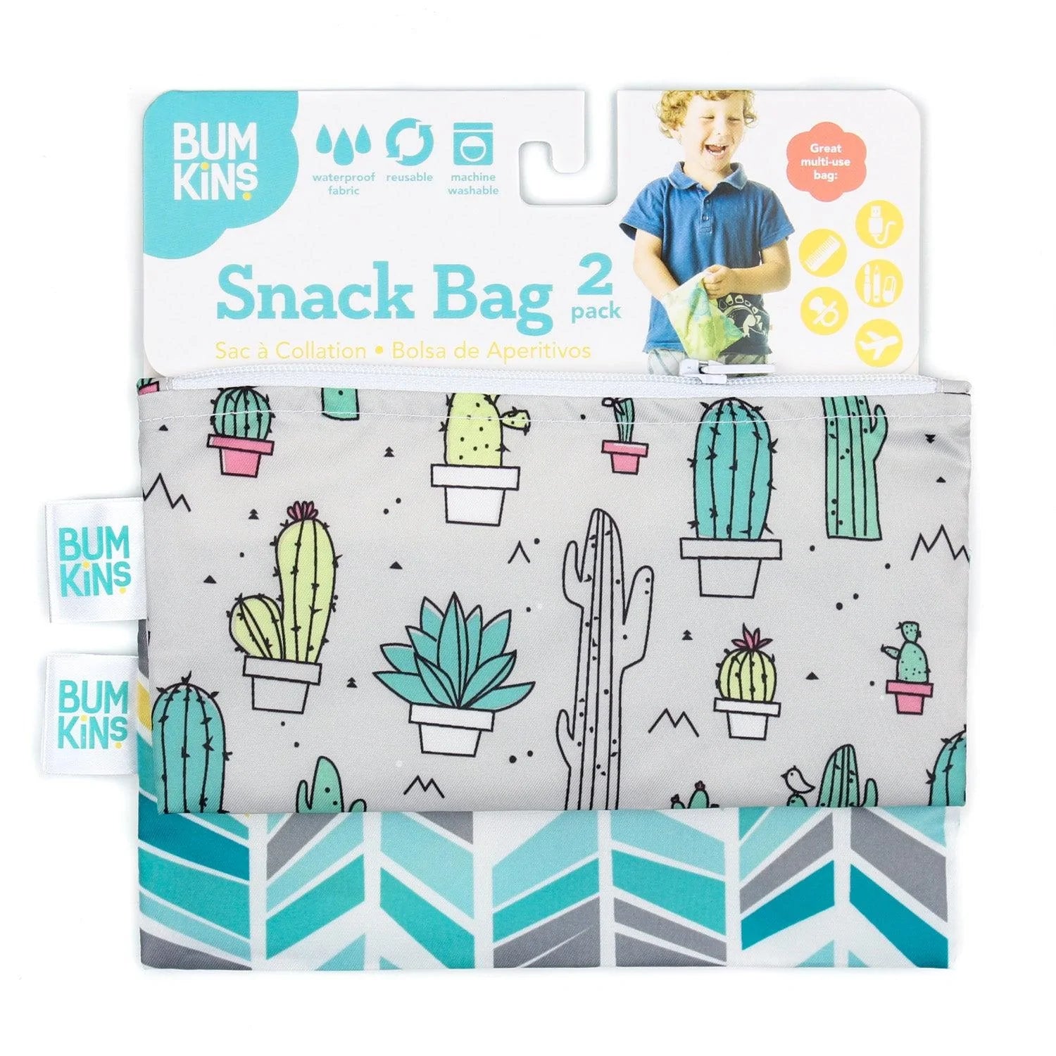 Reusable Snack Bag, Small 2-Pack: Quill & Cacti - Bumkins